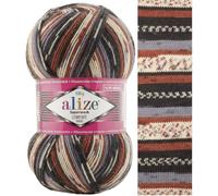 Sock Yarn 100 g Superwash Comfort Sock Wool 420 m 75% SW Wool - 25% Polyamide Hand Knitting Yarn Multicoloured Sweater Vest Cardigan Blouse Scarve Hat Beanie Bootie Mitten Beret (7840)