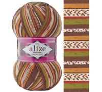 Sock Yarn 100 g Superwash Comfort Sock Wool 420 m 75% SW Wool - 25% Polyamide Hand Knitting Yarn Multicoloured Sweater Vest Cardigan Blouse Scarve Hat Beanie Bootie Mitten Beret (7709)