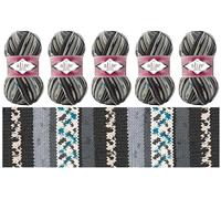 Sock Yarn by Alize 5 x 100 g Superwash Comfort Sock Wool 420 m 75% SW Wool - 25% Polyamide Hand Knitting Yarn Multicoloured Sweater Vest Cardigan Blouse Scarve Hat Beanie Bootie Mitten Beret (7650)