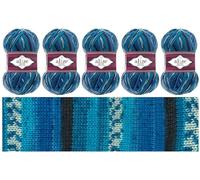Sock Yarn by Alize 5 x 100 g Superwash Comfort Sock Wool 420 m 75% SW Wool - 25% Polyamide Hand Knitting Yarn Multicoloured Sweater Vest Cardigan Blouse Scarve Hat Beanie Bootie Mitten Beret (4446)