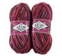 Sock Yarn by Alize Superwash 4ply 100g 75% Wool/25% Nylon Self Patterning (2698x2)