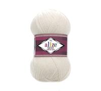 Sock Yarn by Alize Superwash 4ply 100g 75% Wool/25% Nylon Self Patterning Shade 01 Cream