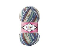 Sock Yarn by Alize Superwash 4ply 100g 75% Wool/25% Nylon Self Patterning Shade 7653