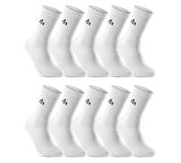 sockenkauf24 10 Pairs i1R Sport Socks Crew for Women and Men Tennis Socks Cotton Black or White (6-8, 10 Pairs | White)