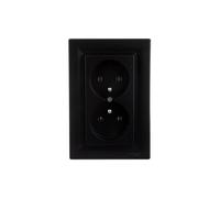 Socket 2x2P + PE Asfora anthracite with frame EPH9800271