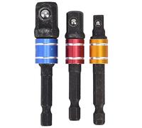 Socket Adapter Kit Hex Shank Square Head Extension Bit Tool Set for Electric Pneumatic Tools Chrome Vanadium Steel 3Pcs 1/4in 3/8in 1/2in