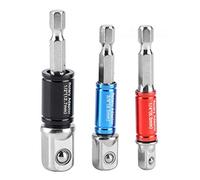 Socket Bit Adapter Hex Drill Bit Set Durable Chrome Vanadium Steel 3Pcs 1/4in 3/8in 1/2in Drive Electric Impact Driver for DIY Professionals Automotive Mechanics (Style C)