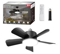 Socket Ceiling Fans with Lights and Remote, E27 Screw in Fan Light 2000LM, LED Ceiling Fan with 900PRM-6 Speeds, 3 Colour Dimmable, Quiet Light Bulb Fan for Bedroom, Kitchen, Garage,Bathroom