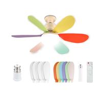 Socket Ceiling Fans with Lights and Remote, Infinitely Dimmable LED Lights with Rainbow Fan Blade, E27 Base Socket Extender Small Ceiling Fan with 3 Colors 2800K-6500K, 2700 Lumens with B22 Adapter