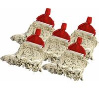 Socket Cotton Mop Heads Replacement 16 Oz Super Absorbent Mop Traditional String Mop Heads Self Threaded Socket Screw Mop Set (5x RED)
