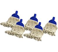 Socket Cotton Mop Heads Replacement 16 Oz Super Absorbent Mop Traditional String Mop Heads Self Threaded Socket Screw Mop Set (5x BLUE)