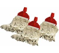 Socket Cotton Mop Heads Replacement 16 Oz Super Absorbent Mop Traditional String Mop Heads Self Threaded Socket Screw Mop Set (3x RED)