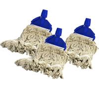 Socket Cotton Mop Heads Replacement 16 Oz Super Absorbent Mop Traditional String Mop Heads Self Threaded Socket Screw Mop Set (3x BLUE)