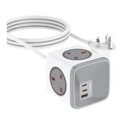Socket Cube USB C Power Strip with 4 Outlets 3250W and 30W USB C Charging for iPhone 16, iPad,MacBook, Galaxy, Power Delivery Charging for Game, Dorm Rooms, Home, Office, White,5 ft Extension Cord