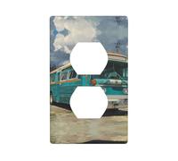 Socket Decorative Wall Plate AKGFFDS Buses on The Side of The Road Printing Home Decoration Flexible and Elastic for Kitchen Living Room Bedroom