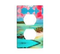 Socket Decorative Wall Plate AKGFFDS Caribbean Scenery Printing Home Decoration Flexible and Elastic for Kitchen Living Room Bedroom