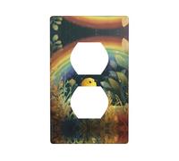 Socket Decorative Wall Plate AKGFFDS Little Birds Under The Rainbow Printing Home Decoration Flexible and Elastic for Kitchen Living Room Bedroom