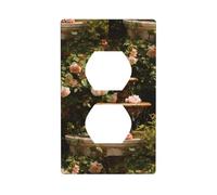Socket Decorative Wall Plate HHGFASD Garden Fountain with Roses Pattern Home Decoration Flexible and Elastic for Kitchen Living Room Bedroom