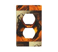 Socket Decorative Wall Plate HHGFASD Pumpkin Monster in The fire Pattern Home Decoration Flexible and Elastic for Kitchen Living Room Bedroom