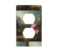 Socket Decorative Wall Plate HHGFASD Wild Roses in The Valley Pattern Home Decoration Flexible and Elastic for Kitchen Living Room Bedroom