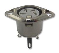 SOCKET, DIN, FLANGED, 4POLE; Connector Body Material:Metal Body; Connector Mounting:Panel Mount; Contact Plating:Silver 630-0400; Qty X 1