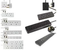 Socket Extension Lead, 1m/2m/3m/5m/10m Cable with Neon Power Indicator, Multi-Plug Strip for Home or Office, Wall Mountable (3 Gang, 2M)