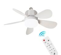 Socket Fan Light With Remote Control, Small Ceiling Fans With Light For Bedroom Living Room With Dimming Function, Screws Into E27