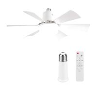 Socket Fan Light with Remote - Small Ceiling Fan with Dimmable LED Socket Fan Light (3000K-6500K) 1000-2000 Lumens E26/E27 Base Screw in for Bedroom Kitchen Living Room Garage