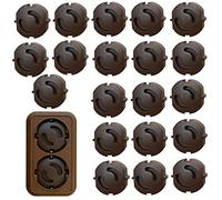 Socket Fuse, Child Lock, Socket Cover, Pack of 10 or 20, Made in EU (Brown x 20)