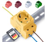 Socket [GS16] Schuko Built-in Socket for DIN Rail 16 A 230 V 2P + PE for Distribution Installation Control Cabinet Meter Cabinet Protective Contact Socket for 35 mm DIN Carrier Rail Mounting (Yellow)