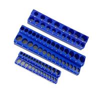 Socket Organizer, 3 Piece Socket Holder Kit, for 1/2-inch, 3/8, 1/4 Drive Holds 75 Sockets Blue Color