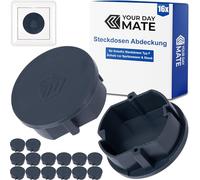 Socket Outlet Cover, 16 Pieces, in Grey, Socket Outlet Protection Against dust, Splash Water, for SchuKo Socket Type F, Cover Cap for Socket Strip, Multiple sockets, Cable Reel, Kitchen, Workshop
