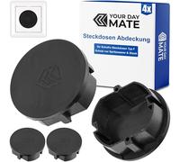 Socket Outlet Cover, 4 Pieces, Black, Socket Outlet Protection Against dust, Splash Water, for SchuKo Socket Type F, Cover Cap for Socket Strip, Multiple sockets, Cable Reel, Kitchen, Workshop, Hotel