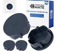 Socket Outlet Cover, 4 Pieces, in Grey, Socket Outlet Protection Against dust, Splash Water, for SchuKo Socket Type F, Cover Cap for Socket Strip, Multiple sockets, Cable Reel, Kitchen, Workshop