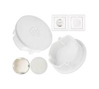 Socket outlet cover, 4 pieces, in white, socket outlet protection against dust, splash water, for SchuKo jack type F, cover cap for point strip, multiple plug system, cable reel, kitchen