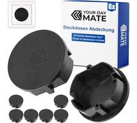 Socket Outlet Cover, 8 Pieces, in Black, Socket Outlet Protection Against dust, Splash Water, for SchuKo Socket Type F, Cover Cap for Socket Strip, Multiple Socket Outlet, Cable Reel, Kitchen