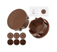 Socket Outlet Cover, 8 Pieces, in Brown, Socket Outlet Protection Against dust, Splash Water, for SchuKo Socket Type F, Cover Cap for Socket Strip, Multiple Socket Outlet, Cable Reel, Kitchen