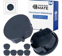 Socket Outlet Cover, 8 Pieces, in Grey, Socket Outlet Protection Against dust, Splash Water, for SchuKo Socket Type F, Cover Cap for Socket Strip, Multiple sockets, Cable Reel, Kitchen, Workshop