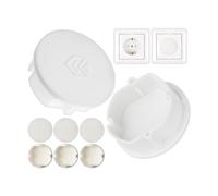 Socket outlet cover, 8 pieces, in white, socket outlet protection against dust, splash water, for SchuKo jack type F, cover cap for point strip, multiple plug system, cable reel, kitchen