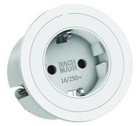 Socket PIX 1 x Schuko white + decorative ring stainless steel effect and white