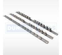 Socket Rail Set 3Pc 1/2" 3/8" 1/4" Storage Holder Grip Organiser Tool Storage