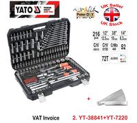 Yato YT-38841 216-Piece Socket Spanner Set - 1/4 Inch, 3/8 Inch and 1/2 Inch