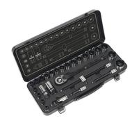 Socket Set 28pc 1/2"D 6pt WallDrive Metric Black Series Boxed Sealey AK7972