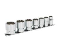 Socket Set 3/8"Sq Drive Whitworth 12Pt On Socket Rails 7Pc