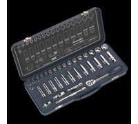 Sealey Ak27481 Socket Set 34Pc 3/8In Sq Drive Lock-On? 6Pt Metric