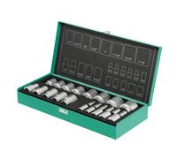 Socket Set inch 1/4 & 1/2 inch 24 pcs by WIESEMANN 1893 I Sockets in Sizes 5/32"-9/16 inch I from The Encore Series I with Practical Tool Box I 81512