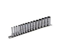 Socket Set Xi-On Super Grab 15Pc Deep 1/4 4 - 14 mm Holding Rail (Neilsen Ct2392)