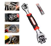 Socket Spanner,52 In 1 Universal Socket Spanner Wrench,Multifunctional Socket Wrench, Adjustable Spanner Wrench,Stainless Steel Repair Tools 360 Degree Rotating Wrench,52 In 1wrench (Hexagonal)