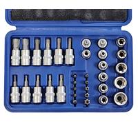 Socket Spanner Set Torx 3/8 Inch Nut Bits 34-Piece T-Profile E-Profile Inner / Outer