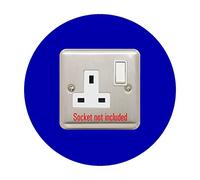 Socket Surround, Single Round Acrylic Back Panel, Hygienic Circle Wall Cover, Trim, Back or Finger Plate Frame, Colour:Blue